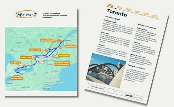 circuit sur mesure pour une famille au Canada, mise en page par un travel planner