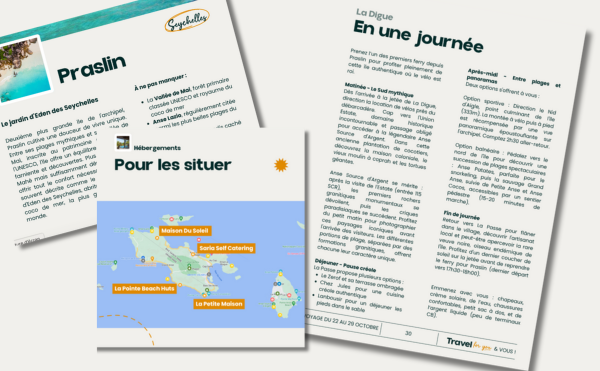 mise en page d'une étape sur un carnet de voyage qui accompagne les voyageurs